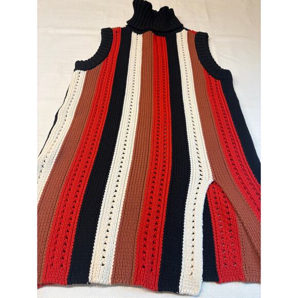 Derek Lam 10 Crosby Multi Color Striped Sleeveless Knit Turtleneck Sweater Sz S - Picture 6 of 10
